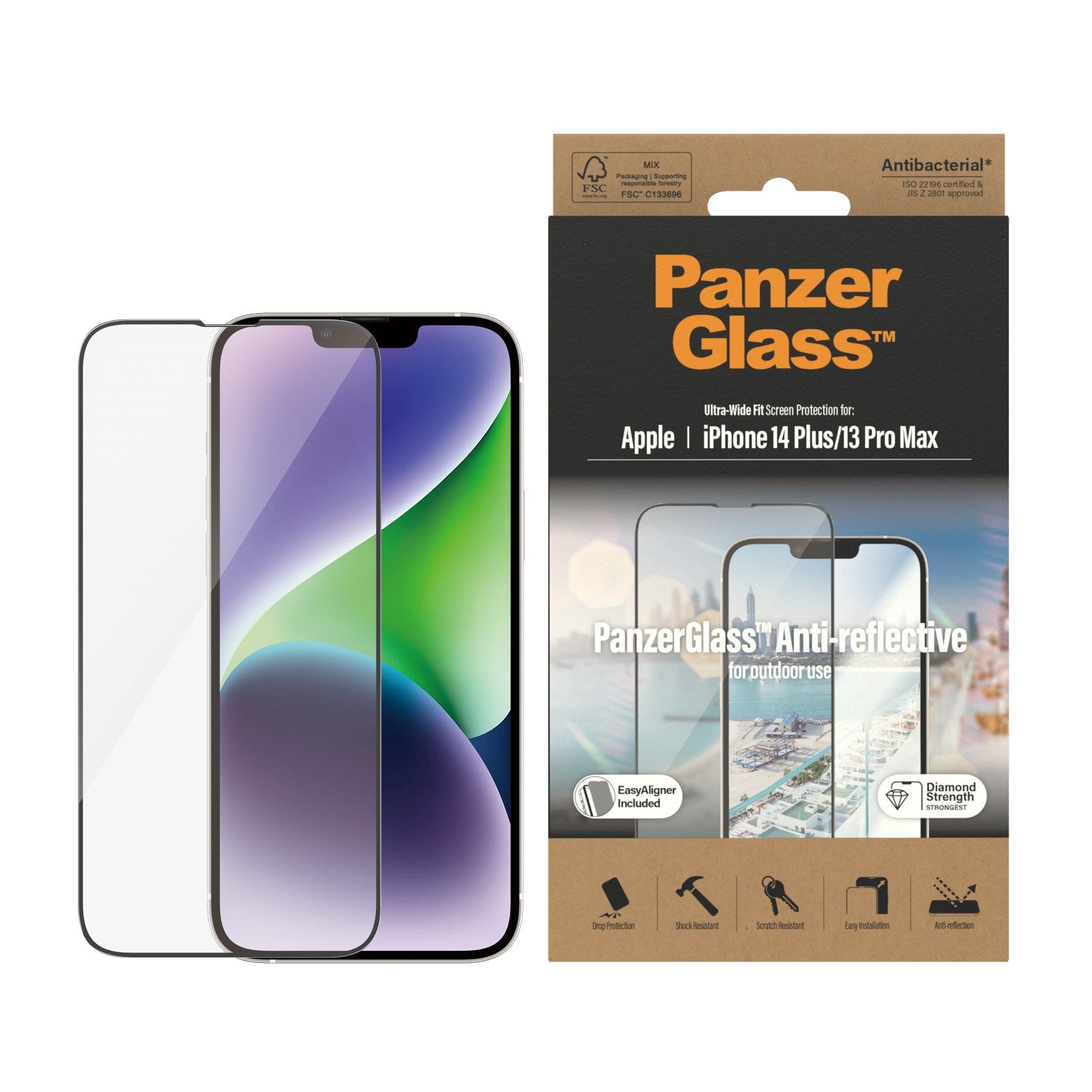 PanzerGlass® Anti-Reflective Screen Protector iPhone 14 Plus | 13 Pro Max | Ultra-Wide Fit w. EasyAligner